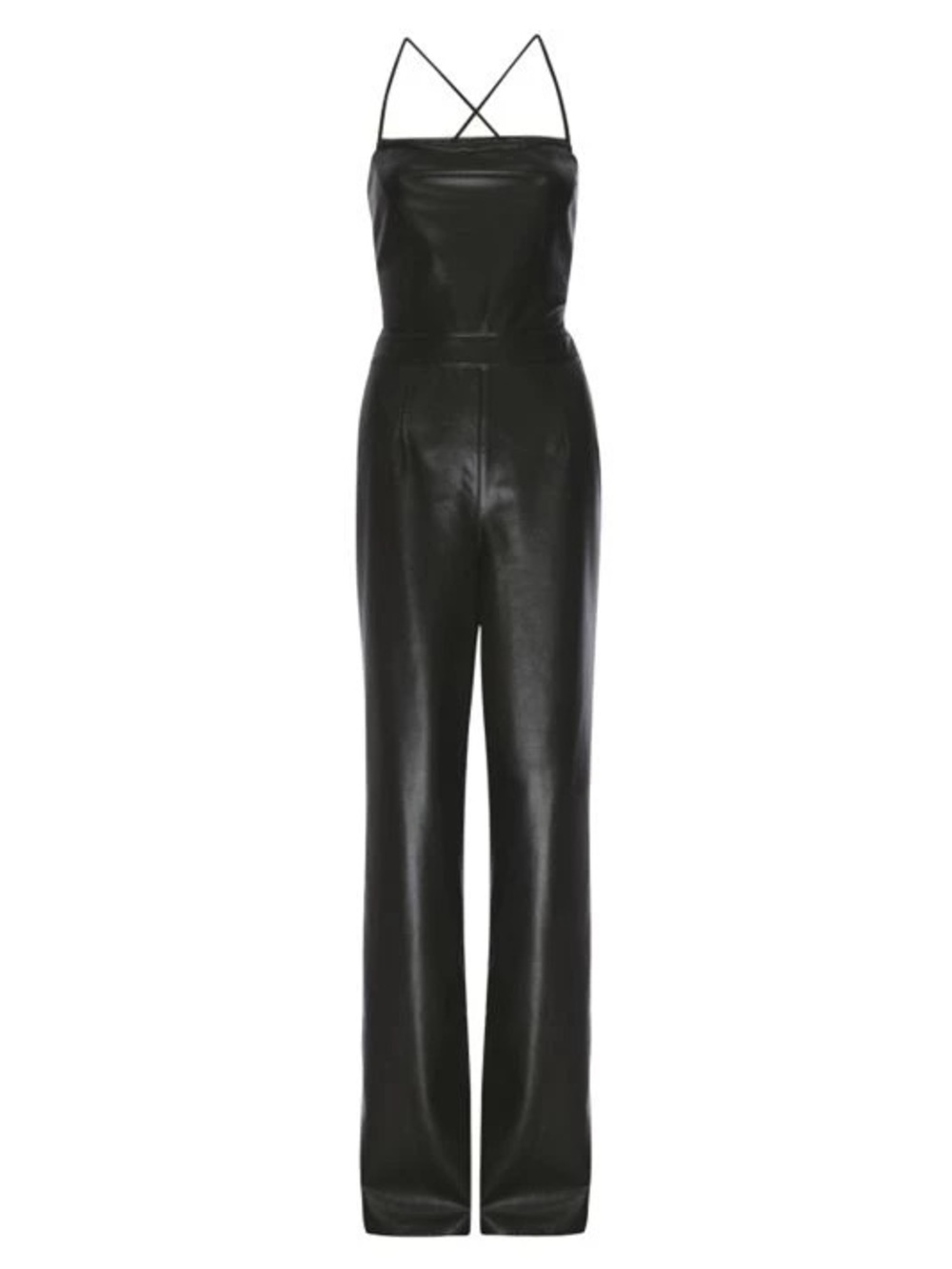 GOOD AMERICAN Vacay Faux
Leather Jumpsuit Black Strappy Back Top 2 M Pants Sexy - Picture 7 of 14